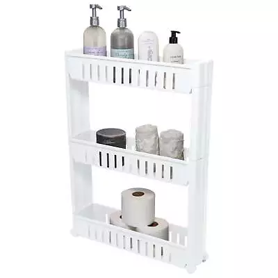 3 Tier Slim Slide Out Storage Cart In White For Closets And Laundry Rooms • $28