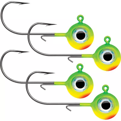 VMC Neon Moon Eye 1/4 Oz. 3D Holographic Jig - 4 Pack - Chartreuse Lime Green • $10.50