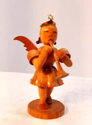 German Wooden Angel Musician Erzegebirge Kunsthandwerk - Trumpet -Vintage • £27.47