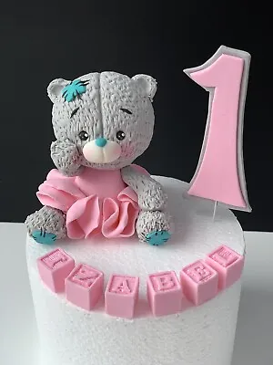 £40.99 • Buy Cute  Teddy Bear Me To You +name+number Edible Birthday  Cake Topper Set