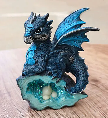 Small Quartzite Blue Baby Dragon On Fossil Figurine 5 H • $18.99