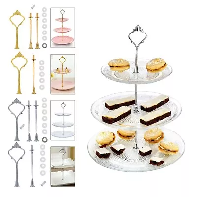 1*  2/3Tier Cake Plate Stand Cupcake Fittings Silver Golden Wedding No Plate NEW • $21.18