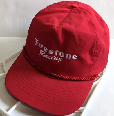 Vintage KC Firestone Racing Red Snapback Baseball Cap Hat Made In Bangladesh • $9.99