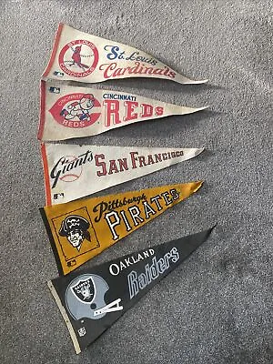 Vintage Sports Pennants Oakland Raiders Reds Cardinals Pirates San Fran Giants • $14.99