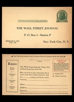 $1 • Buy Mayfairstamps US New York Wall Street Journal Stationery Card Aaf_35925