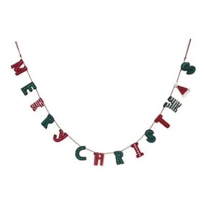 6Ft Merry Christmas Plaid Chenille Felt  Garland Banner - Wondershop • $9.99