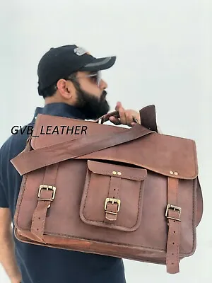 Men's Handmade Distressed Leather Messenger Shoulder Bag Cross Body Laptop Case • $77.42