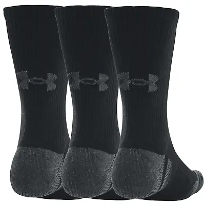 Under Armour Performance Tech Crew Mens Golf Sport Socks Black / Multibuy 3 Pack • £10.95