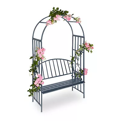 Arbour Arch With Bench Sturdy Metal Frame Decorative Garden Seat Waterproof • £133.90