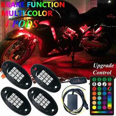 4X Motorcycle LED Light Underglow Underbody Neon Accent Pod Kit Music Control • $45.99