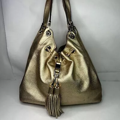 Michael Kors Camden Gold Leather Large Drawstring Tote Shoulder Bag Womens • $80