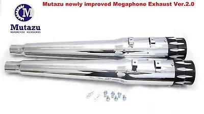 MUTAZU 4  Competition 2.0 Megaphone Slip-On Mufflers Exhaust 95-2016 4 Harley   • $249