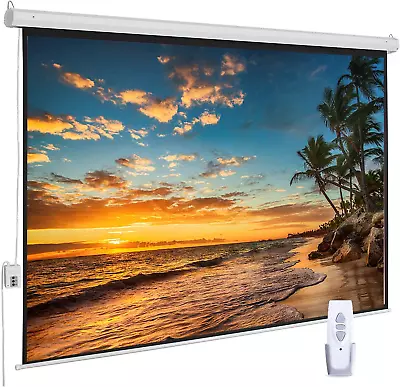 Motorized Projector Screen 100  - Remote Control Wall/Ceiling Mount Wrinkle-Fr • $210.23