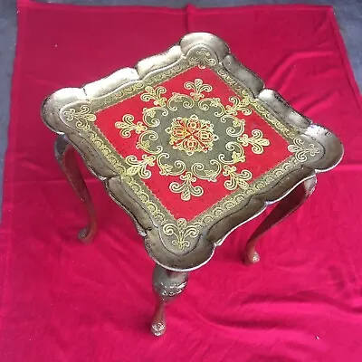 Middle Eastern Antique Side Table - Square - Very Good To Excellent Condition • $100
