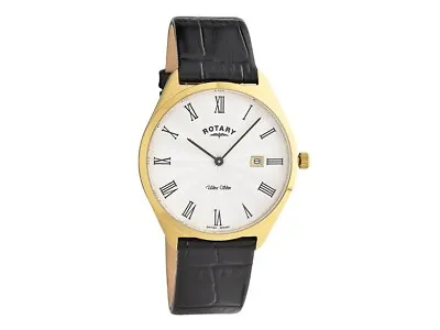 Rotary Mens Ultra Slim GS08013/01 Black Leather Strap Watch • £179