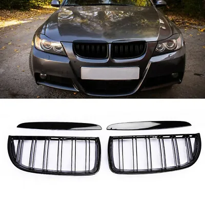 Grille For BMW 3 Series 2005-08 E90 E91 Gloss Black Front Kidney Grill • $26.89