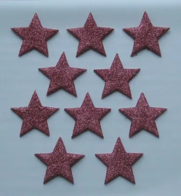 10 X EDIBLE DARK PINK GLITTER STARS. CAKE DECORATIONS. LARGE 4cm. • £3.60