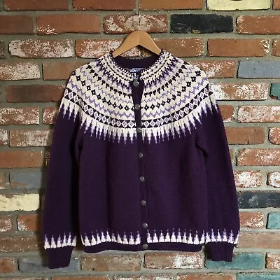 Vintage SUNDT BERGEN Handstrikket Norway Fair Isle Wool Cardigan • $60