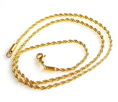 24K Yellow Gold Plated Twist Rope Lobster Clasp Chain Necklace 60cm 50cm 45cm UK • £11.35