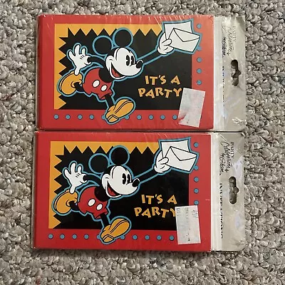 Disney Mickey Mouse “It’s A Party” Invitations W/Envelopes 8 Ct New Set Of 2 • $14.99