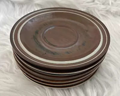 INDEPENDENCE Stoneware Saucers Brown Round Dishes Vintage Set Kitchen Decor • $15