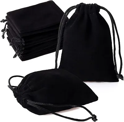 25/50/100pcs Velvet Drawstring Bags 5 X7  Black Jewelry Bags Pouches Candy Bags • $12.99