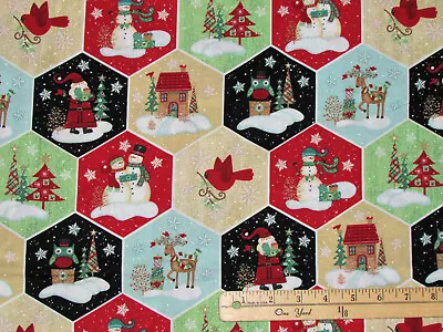 Holly Jolly Christmas Honeycomb Studio E Fabric By The 1/2 Yd  #4749 • $3.57