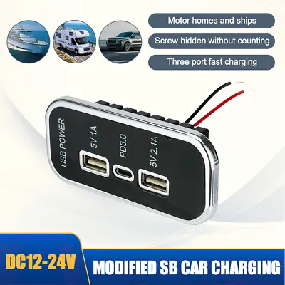 Car DC 12V-24V PD Type C USB Port Fast Charger Socket Power Outlet Panel Charge • £8.35