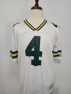 VTG Champion Brett Favre Green Bay Packers White NFL Football Jersey Sz 48 • $32.99