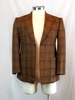 $221.88 • Buy Mens Wool Suit Jacket Blazer Custom Tailored Hand Finished Brown Plaid 2 Button