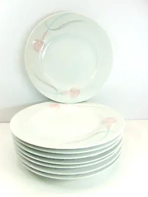 Vintage Mikasa Serenade Pink Calla Lily Fine China Dinner Plates Set Of 8 • $44.57