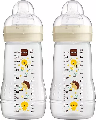 £18.59 • Buy MAM Easy Active Water Bottle / 2pcs / 270 Ml / Silicone 0+ Months Bee&Hedgehog