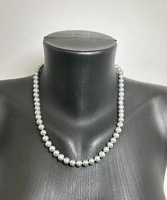 Judith Ripka Sterling Silver Blue Gray Pearl CZ Heart Clasp Necklace 16  • $69.99