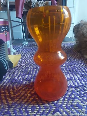 Rare Mid Century Large Orange Dartington Glass Flower Vase 60s 33cm High  • £40