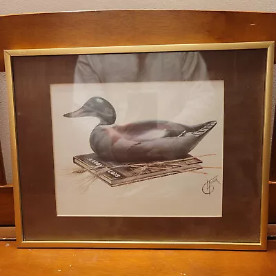 Vintage Mason Decoys Duck Decoy Framed ART Print Fisher Signed. • $30