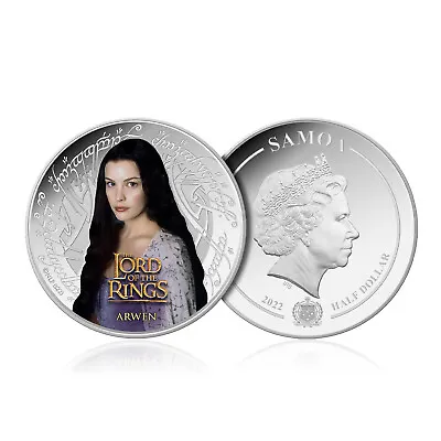 The Lord Of The Rings Arwen Colour Silver Plated Half Dollar Coin Samoa 2022 • £31.99