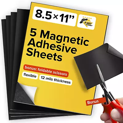 Ultra Thin Magnetic Sheets With Adhesive Backing - 5 Pcs Each 8.5” X 11” - Flexi • $22.49