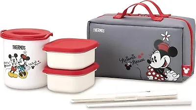 Minnie Mouse THERMOS Lunch Box Set Chopsticks & Pouch Pink DBQ-255DS BKR NEW • £66.59