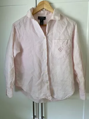 Ralph Lauren Womens Pure Linen Pink Shirt Top Blouse 10 + Faults • $10