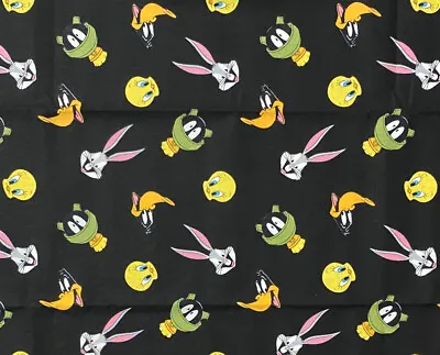 $6.95 • Buy Looney Tunes Faces On Black 100% Cotton Fabric Sold By The FAT QUARTER 18 X21 