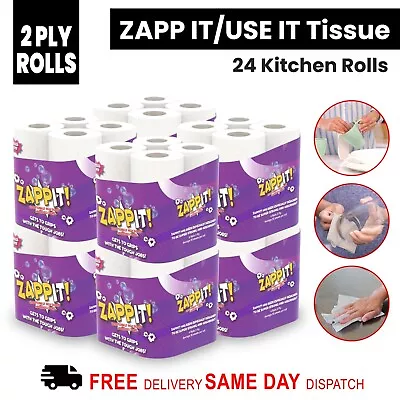 24 Roll 2ply White Embossed Tissue Paper Kitchen Rolls Hand Wipe Absorbent Towel • £11.75