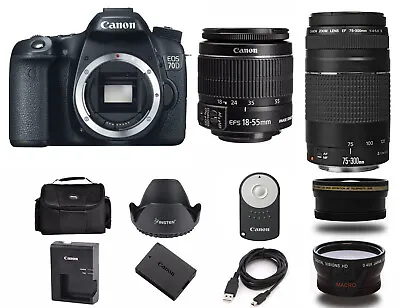 Canon EOS 70D DSLR Camera With EF-S 18-55mm And 75-300mm IS III Lens (4 LENSES)  • $575.95