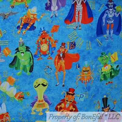 BonEful FABRIC Cotton Quilt Blue Tone Skeleton Skull Monster Baby Boy SALE SCRAP • $0.35