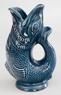 Vintage English Dartmouth Majolica Blue Gurgling Fish  Plymouth Gin  Pitcher Jug • $316