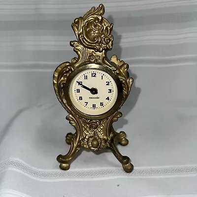 Vintage Mercedes Brass French Baroque Style Table Clock Beautiful Gold 7 1/2” • $49.99