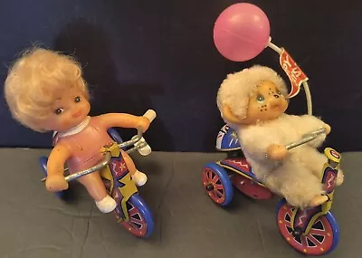 Vintage Tin Wind Up Tricycle With Doll MCM Lot Of 2 Working Mid Century  • $22.95