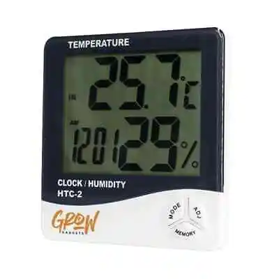 Digital Room Thermo Hygrometer Indoor Growroom Min/Max HumidityTemperature Clock • £14.82