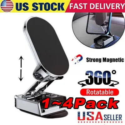 360° Rotation Magnetic Phone Holder Foldable Car Mount Stand Dashboard Universal • $21.49
