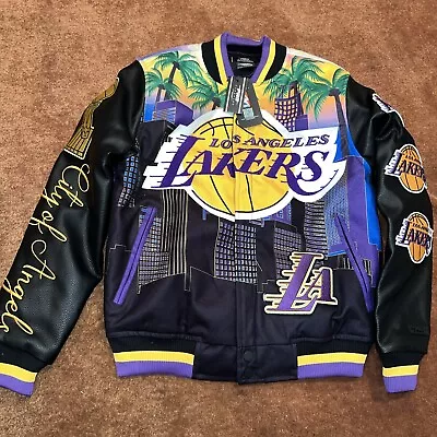 NWT LOS ANGELES LAKERS REMIX Pro Standard Varsity Full-Snap Men’s Jacket Sz M • $144.97