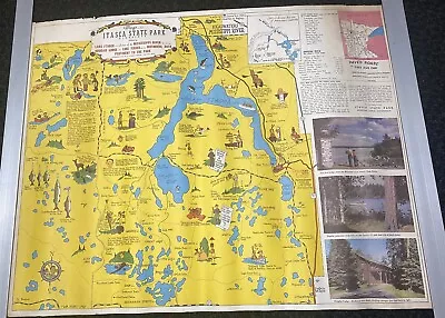  ORIGINAL 1956 Itasca State Park Minnesota Cartoon Poster Mississippi Headwaters • $39.99